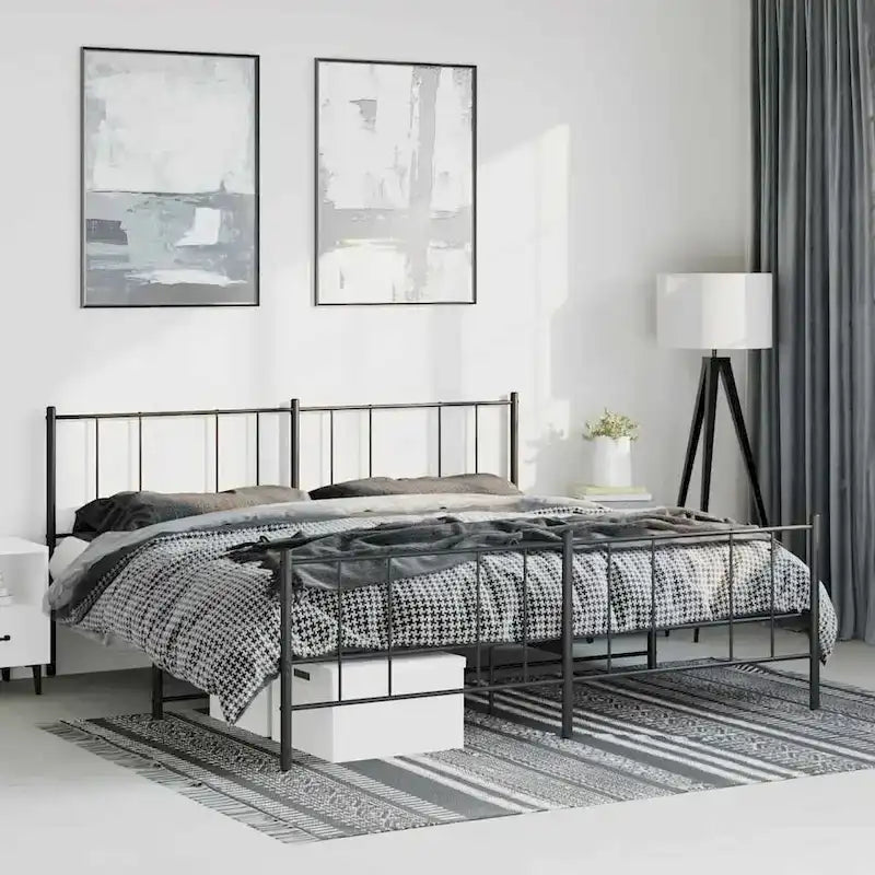 Telaio letto matrimoniale in acciaio bianco con testiera, 1 persona