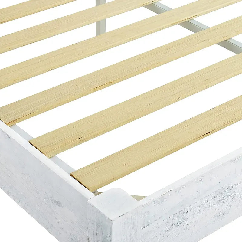 Letto matrimoniale King Size in legno massello di pino, sbiancato, per 2 persone