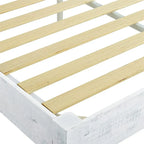 Letto matrimoniale King Size in legno massello di pino, sbiancato, per 2 persone