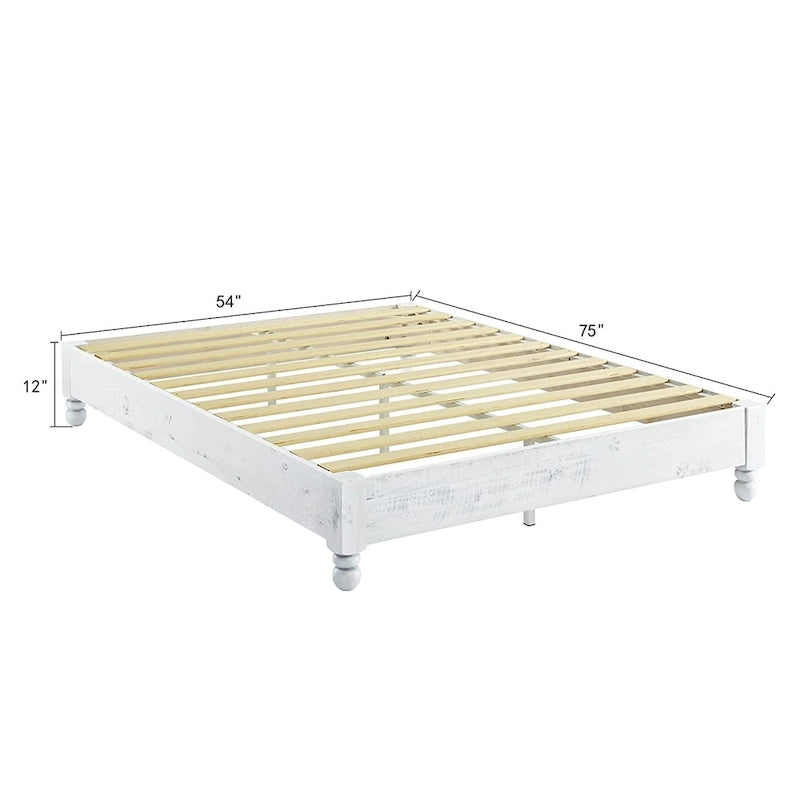 Letto matrimoniale King Size in legno massello di pino, sbiancato, per 2 persone