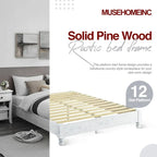 Letto matrimoniale King Size in legno massello di pino, sbiancato, per 2 persone