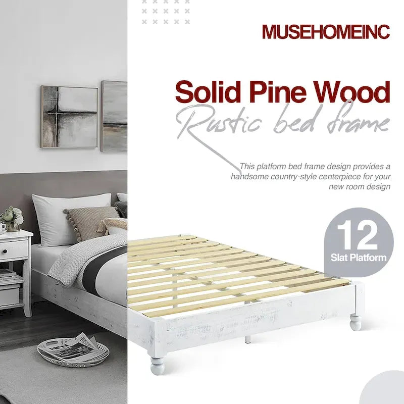 Letto matrimoniale King Size in legno massello di pino, sbiancato, per 2 persone