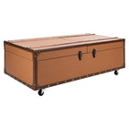 Tavolino da caffè a baule con contenitore e portabottiglie, una persona, cognac/marrone/nero/crema/beige