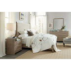 Letto imbottito tradizionale Greige Oak, King, per 2 persone
