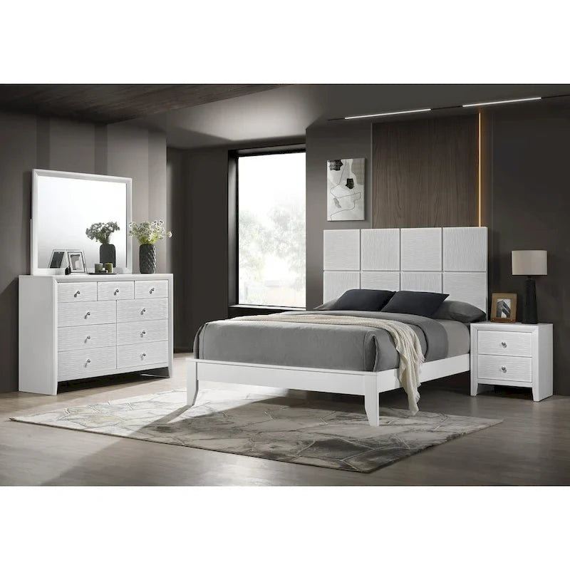 Camera da letto con pannelli bianchi, 4 pezzi, piazza e mezza/matrimoniale/king size, 1-2 posti letto