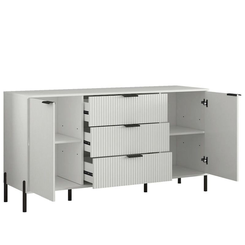 Credenza da 58" – Bianco Sporco / Nero / Blu Scuro, Pezzo Singolo