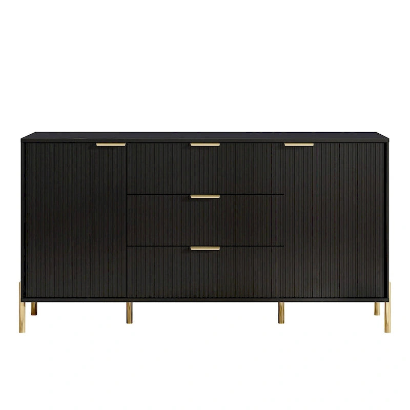 Credenza da 58" – Bianco Sporco / Nero / Blu Scuro, Pezzo Singolo