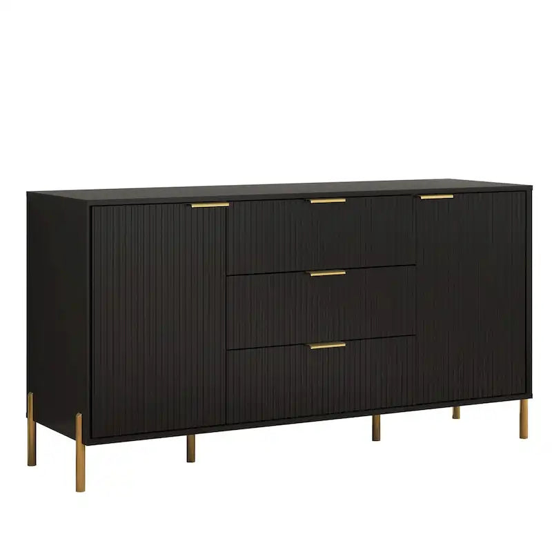 Credenza da 58" – Bianco Sporco / Nero / Blu Scuro, Pezzo Singolo