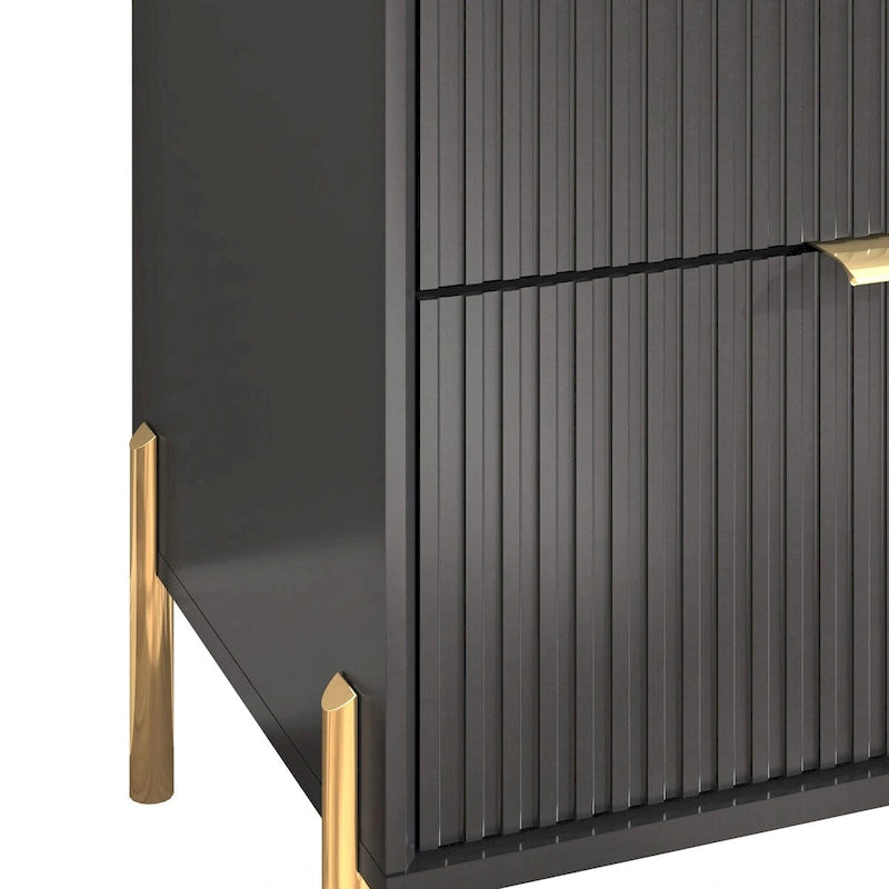 Credenza da 58" – Bianco Sporco / Nero / Blu Scuro, Pezzo Singolo