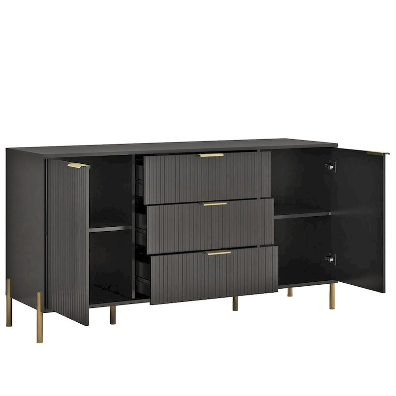 Credenza da 58" – Bianco Sporco / Nero / Blu Scuro, Pezzo Singolo