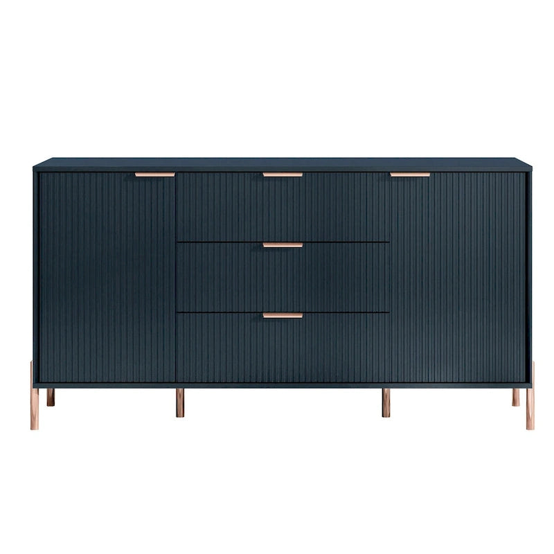 Credenza da 58" – Bianco Sporco / Nero / Blu Scuro, Pezzo Singolo