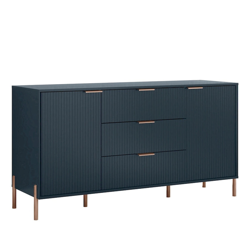 Credenza da 58" – Bianco Sporco / Nero / Blu Scuro, Pezzo Singolo