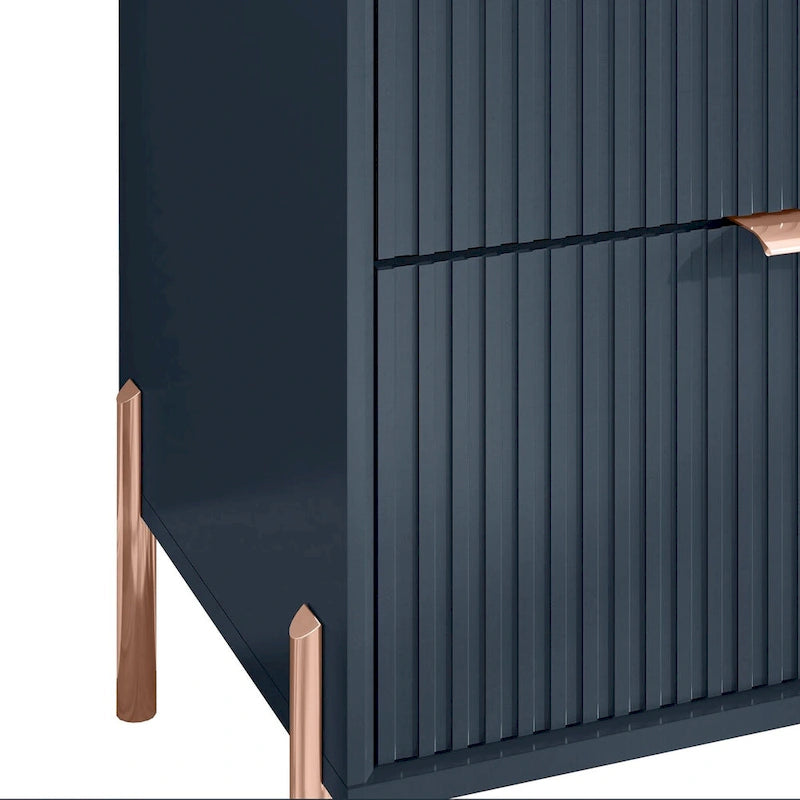 Credenza da 58" – Bianco Sporco / Nero / Blu Scuro, Pezzo Singolo