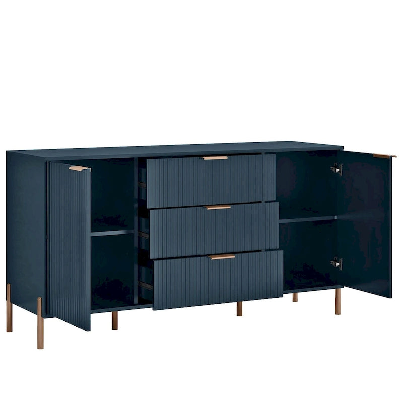 Credenza da 58" – Bianco Sporco / Nero / Blu Scuro, Pezzo Singolo