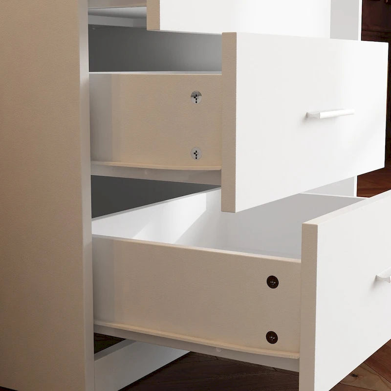 Armadio guardaroba con specchio a figura intera illuminato a LED, bianco, monoposto
