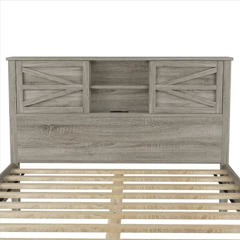 Set camera da letto 3 pezzi bianco/grigio – Letto a piattaforma, comodino e cassettiera (una piazza e mezza/matrimoniale, 1 persona)