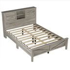 Set camera da letto 3 pezzi bianco/grigio – Letto a piattaforma, comodino e cassettiera (una piazza e mezza/matrimoniale, 1 persona)