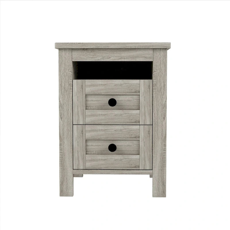 Set camera da letto 3 pezzi bianco/grigio – Letto a piattaforma, comodino e cassettiera (una piazza e mezza/matrimoniale, 1 persona)
