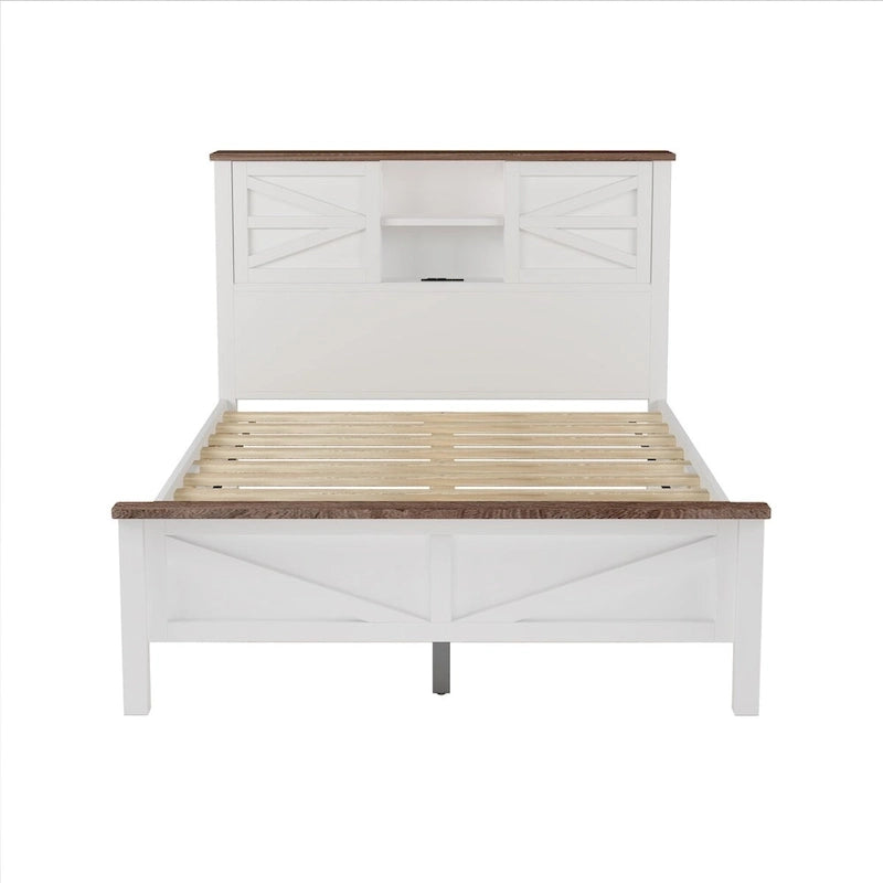 Set camera da letto 3 pezzi bianco/grigio – Letto a piattaforma, comodino e cassettiera (una piazza e mezza/matrimoniale, 1 persona)