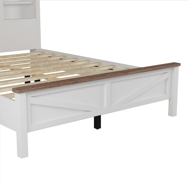 Set camera da letto 3 pezzi bianco/grigio – Letto a piattaforma, comodino e cassettiera (una piazza e mezza/matrimoniale, 1 persona)