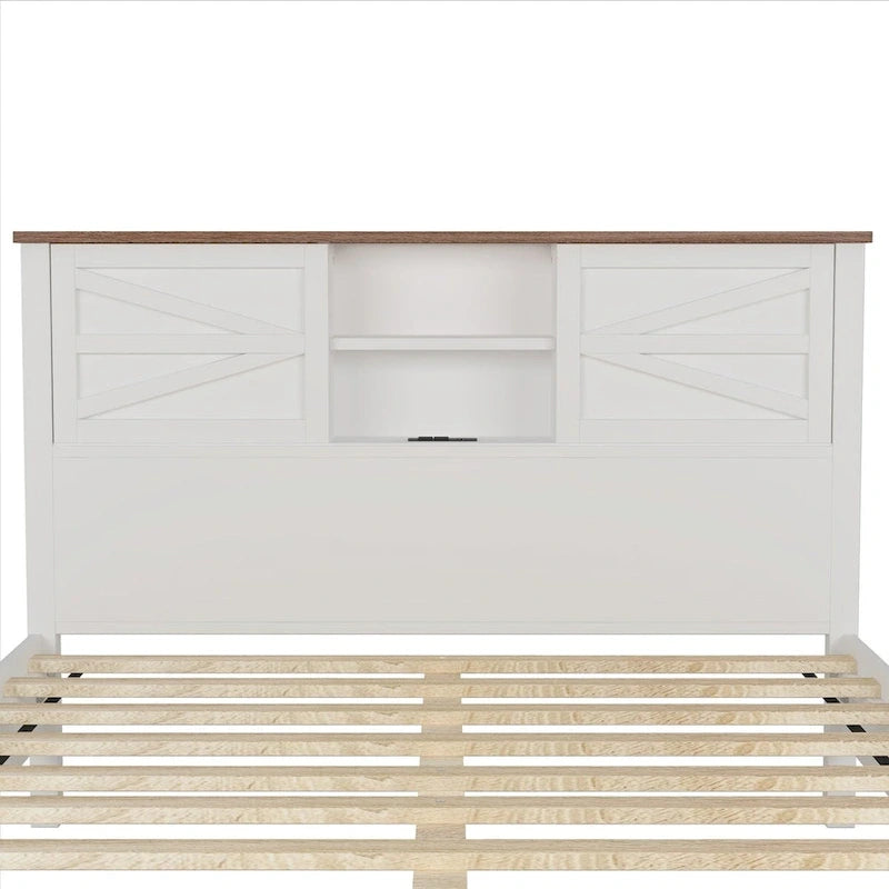 Set camera da letto 3 pezzi bianco/grigio – Letto a piattaforma, comodino e cassettiera (una piazza e mezza/matrimoniale, 1 persona)
