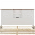 Set camera da letto 3 pezzi bianco/grigio – Letto a piattaforma, comodino e cassettiera (una piazza e mezza/matrimoniale, 1 persona)