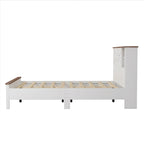 Set camera da letto 3 pezzi bianco/grigio – Letto a piattaforma, comodino e cassettiera (una piazza e mezza/matrimoniale, 1 persona)