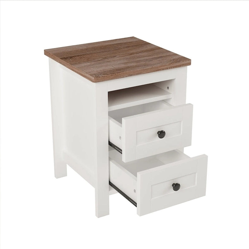 Set camera da letto 3 pezzi bianco/grigio – Letto a piattaforma, comodino e cassettiera (una piazza e mezza/matrimoniale, 1 persona)