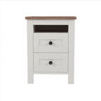Set camera da letto 3 pezzi bianco/grigio – Letto a piattaforma, comodino e cassettiera (una piazza e mezza/matrimoniale, 1 persona)