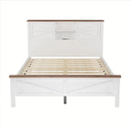 Set camera da letto 3 pezzi bianco/grigio – Letto a piattaforma, comodino e cassettiera (una piazza e mezza/matrimoniale, 1 persona)