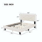 Struttura letto matrimoniale in velluto beige/blu con testiera rivettata, per 2