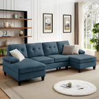 Divano angolare a U in carbone/blu/verde/cenere/beige con doppia chaise longue, 4 posti