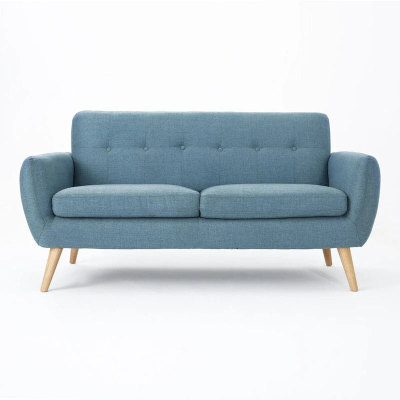 Divanetto Moderno Metà Secolo color Arancio Bruciato / Grigio Scuro / Blu, 2 Posti