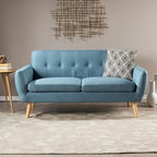 Divanetto Moderno Metà Secolo color Arancio Bruciato / Grigio Scuro / Blu, 2 Posti