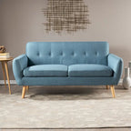 Divanetto Moderno Metà Secolo color Arancio Bruciato / Grigio Scuro / Blu, 2 Posti