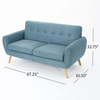Divanetto Moderno Metà Secolo color Arancio Bruciato / Grigio Scuro / Blu, 2 Posti