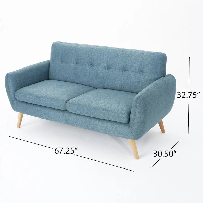 Divanetto Moderno Metà Secolo color Arancio Bruciato / Grigio Scuro / Blu, 2 Posti