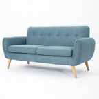 Divanetto Moderno Metà Secolo color Arancio Bruciato / Grigio Scuro / Blu, 2 Posti