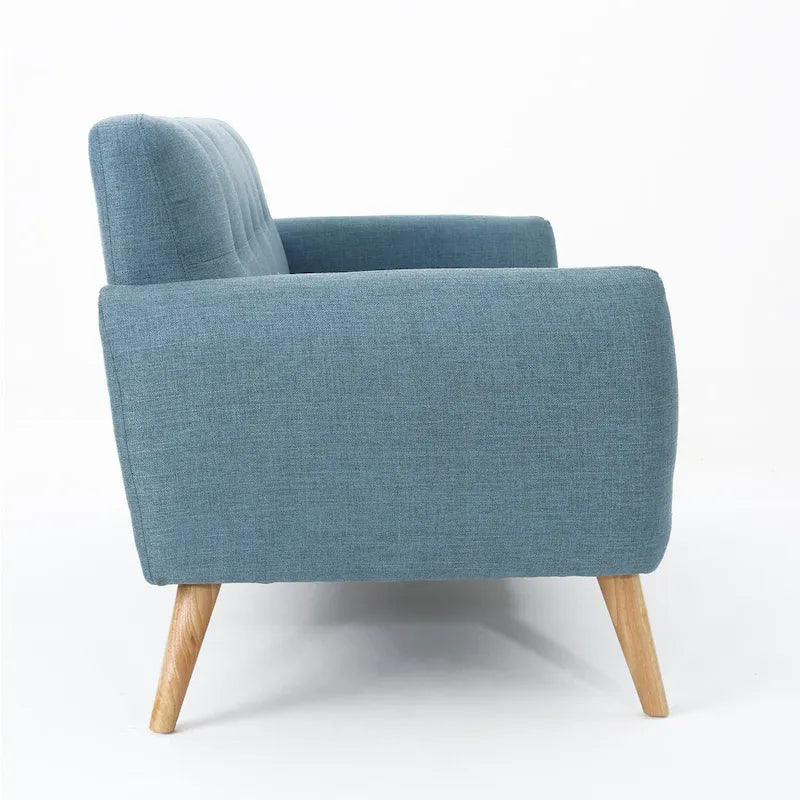 Divanetto Moderno Metà Secolo color Arancio Bruciato / Grigio Scuro / Blu, 2 Posti