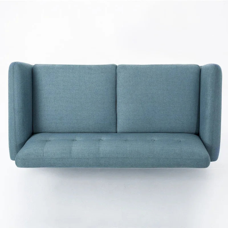 Divanetto Moderno Metà Secolo color Arancio Bruciato / Grigio Scuro / Blu, 2 Posti