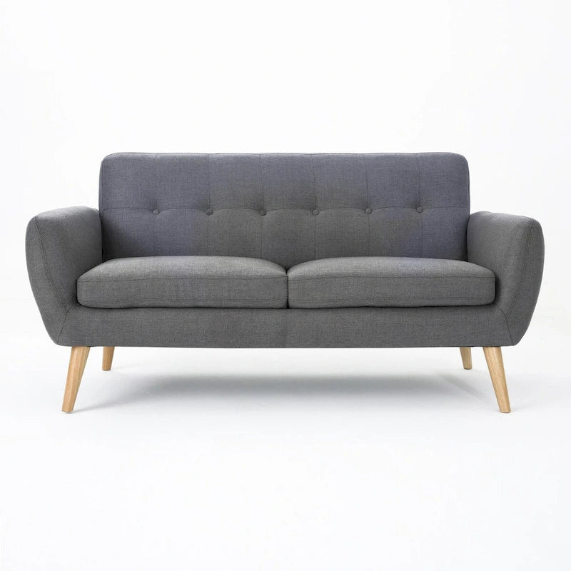Divanetto Moderno Metà Secolo color Arancio Bruciato / Grigio Scuro / Blu, 2 Posti