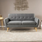 Divanetto Moderno Metà Secolo color Arancio Bruciato / Grigio Scuro / Blu, 2 Posti