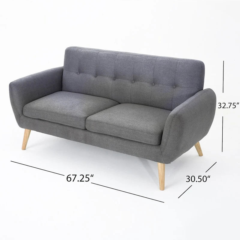Divanetto Moderno Metà Secolo color Arancio Bruciato / Grigio Scuro / Blu, 2 Posti