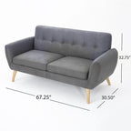 Divanetto Moderno Metà Secolo color Arancio Bruciato / Grigio Scuro / Blu, 2 Posti
