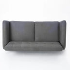 Divanetto Moderno Metà Secolo color Arancio Bruciato / Grigio Scuro / Blu, 2 Posti