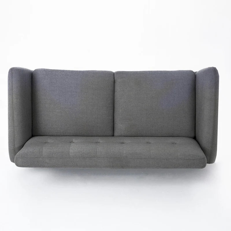 Divanetto Moderno Metà Secolo color Arancio Bruciato / Grigio Scuro / Blu, 2 Posti
