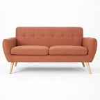 Divanetto Moderno Metà Secolo color Arancio Bruciato / Grigio Scuro / Blu, 2 Posti