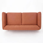 Divanetto Moderno Metà Secolo color Arancio Bruciato / Grigio Scuro / Blu, 2 Posti