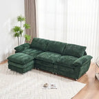 Divano a 3 posti imbottito multicolore con pouf, 3 posti a sedere