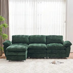 Divano a 3 posti imbottito multicolore con pouf, 3 posti a sedere